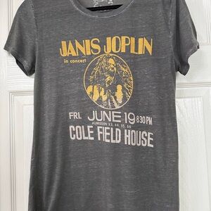 Lucky Brand Grey Janis Joplin Tour Tee Burnout size Small